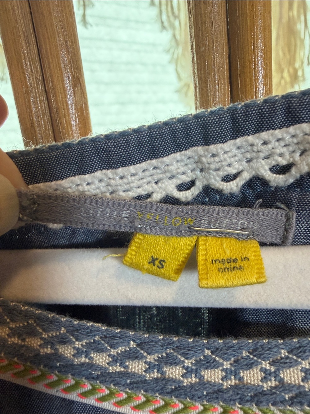 Little Yellow Button Striped Blue & White Lace-Hem Women's Top - Picture 2 of 6